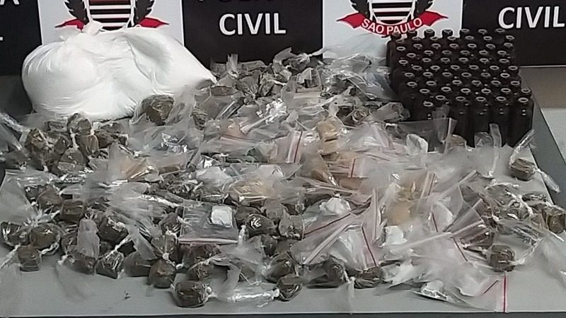Drogas apreendidas pela Polícia Civil em Suzano
