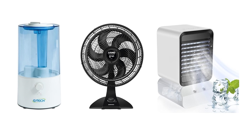 Ventilador, umidificador e ar condicionado com desconto