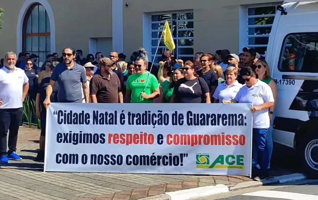 Protesto de comerciantes em Guararema