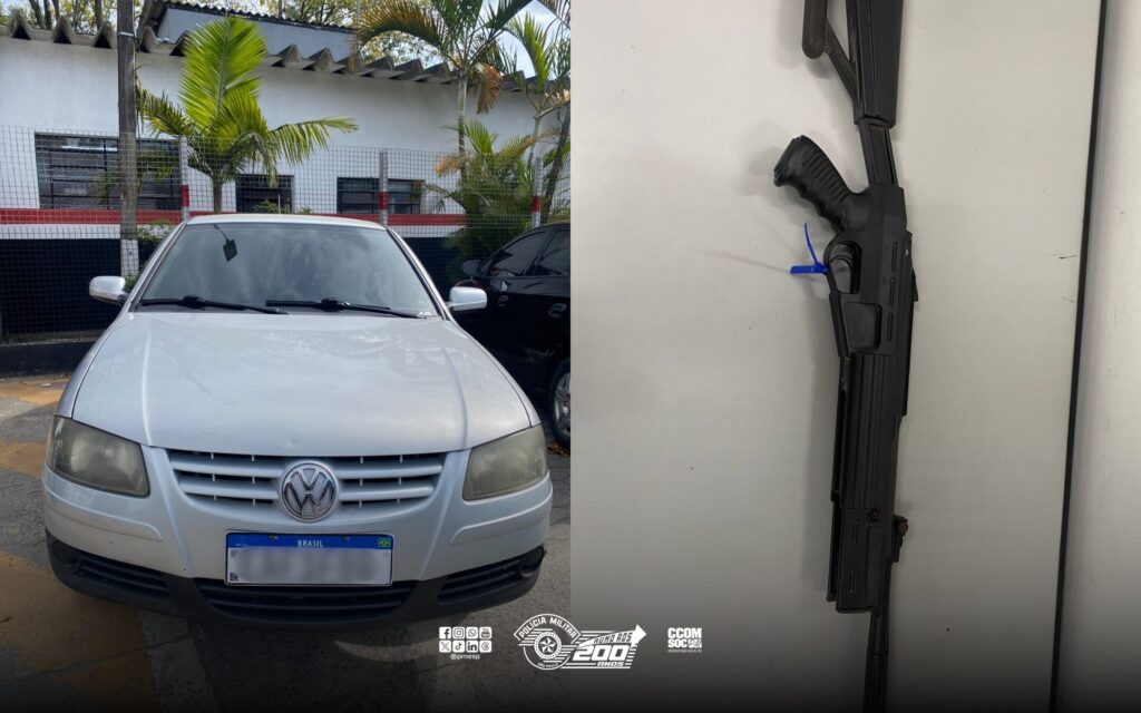 Arma falsa e carro furtado em Suzano